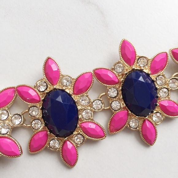 J. Crew Factory pink & blue statement bracelet - Picture 3 of 5